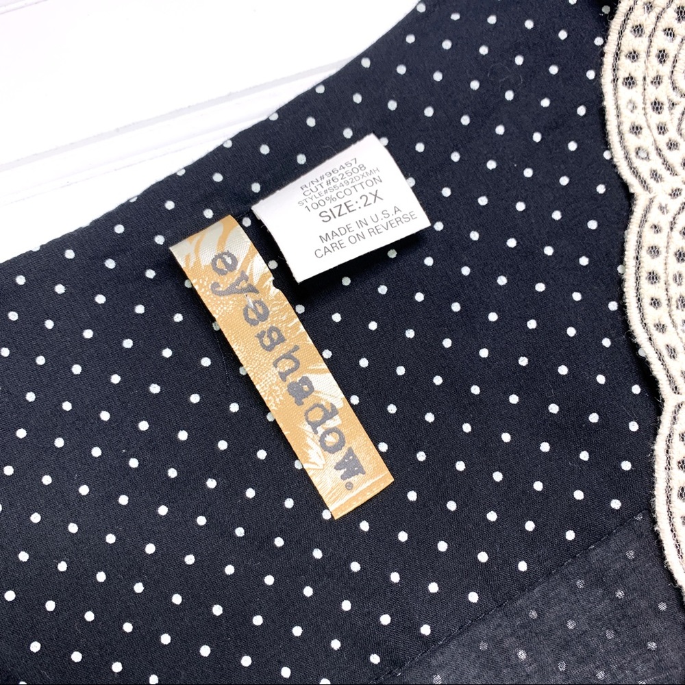 Eyeshadow Black Polka Dot & Lace Plus Size Top View 3